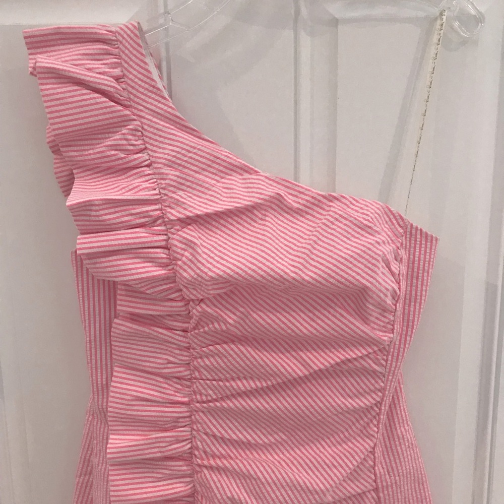 New LILLY PULITZER Tiffani One-Shoulder Dress in Havana Pink *Barbiecore* NWT - Picture 3 of 16